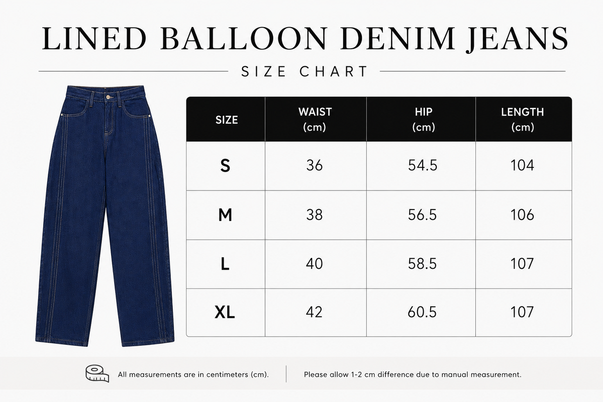 Lined Balloon Denim Jeans - Black