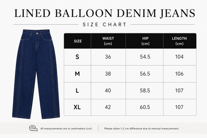 Lined Balloon Denim Jeans - Black