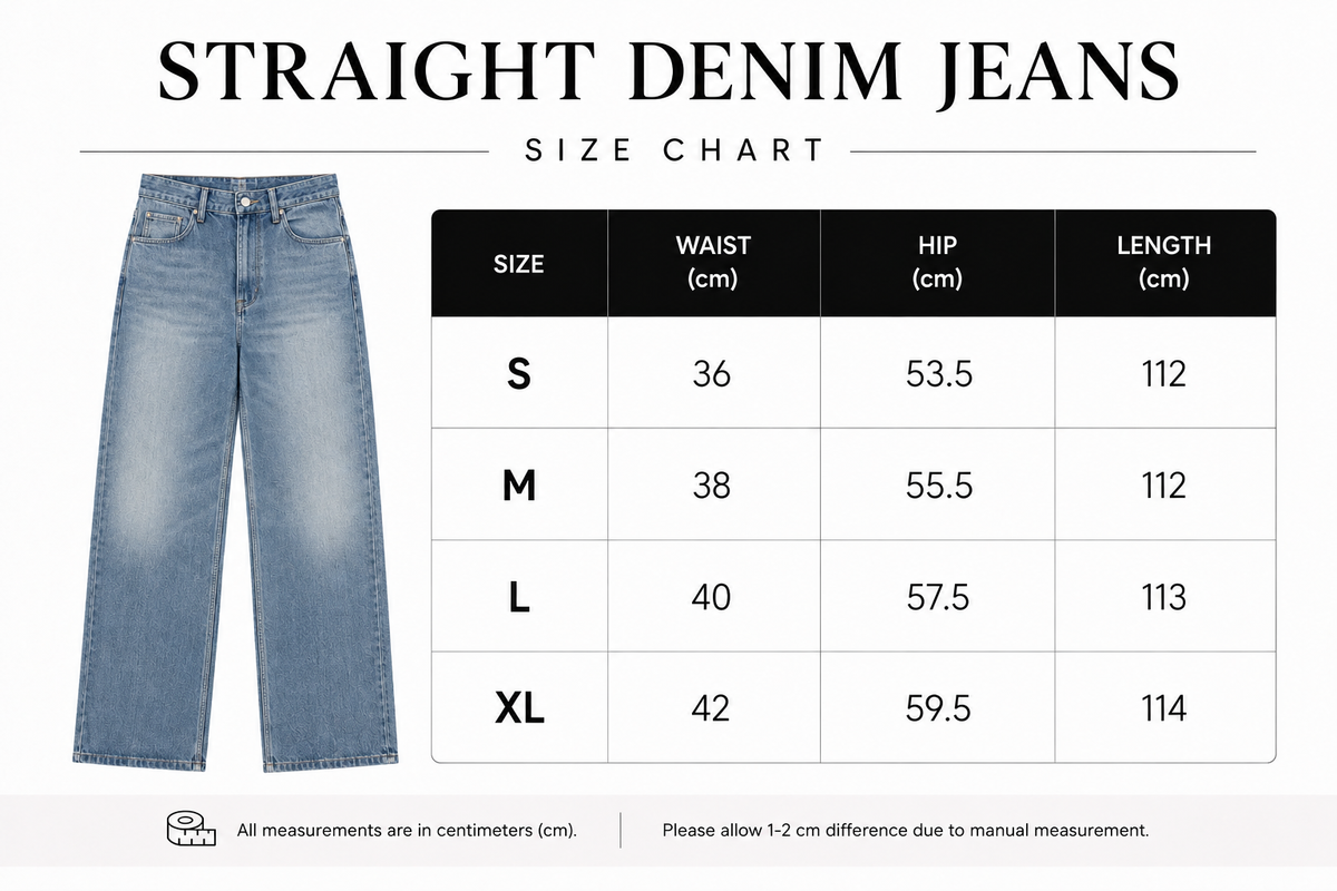 Straight Denim Jeans - Blue