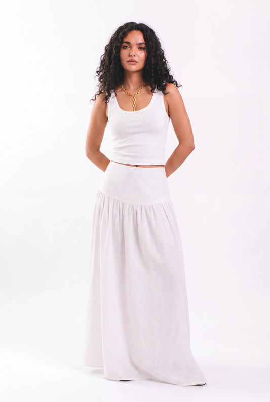 White linen skirt