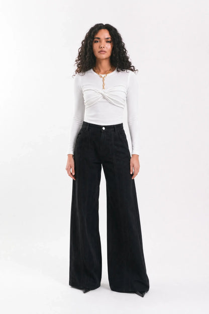 Lined straight denim - Black