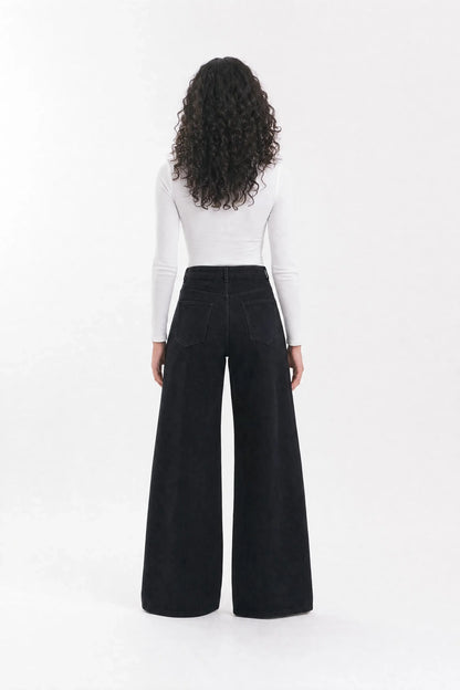 Lined straight denim - Black