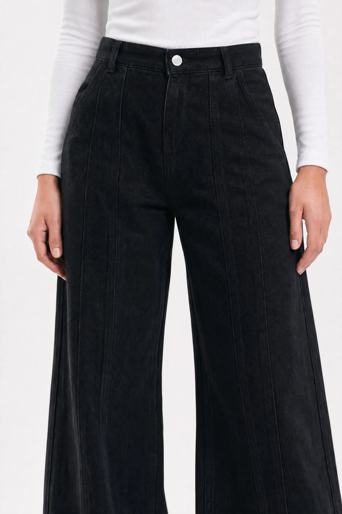 Lined straight denim - Black