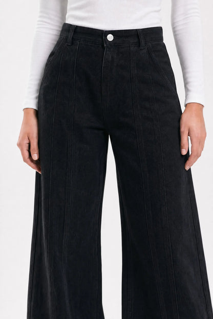 Lined straight denim - Black
