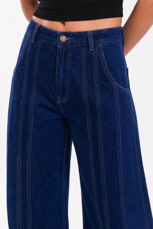 Lined straight denim - Blue