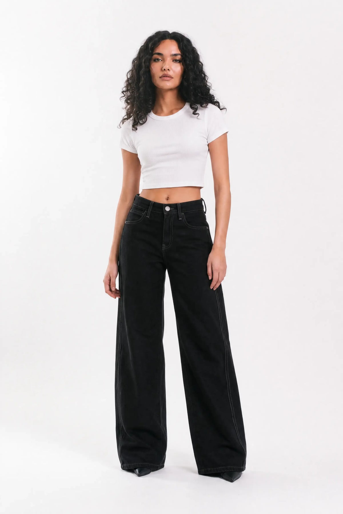 Lined Balloon Denim Jeans - Black