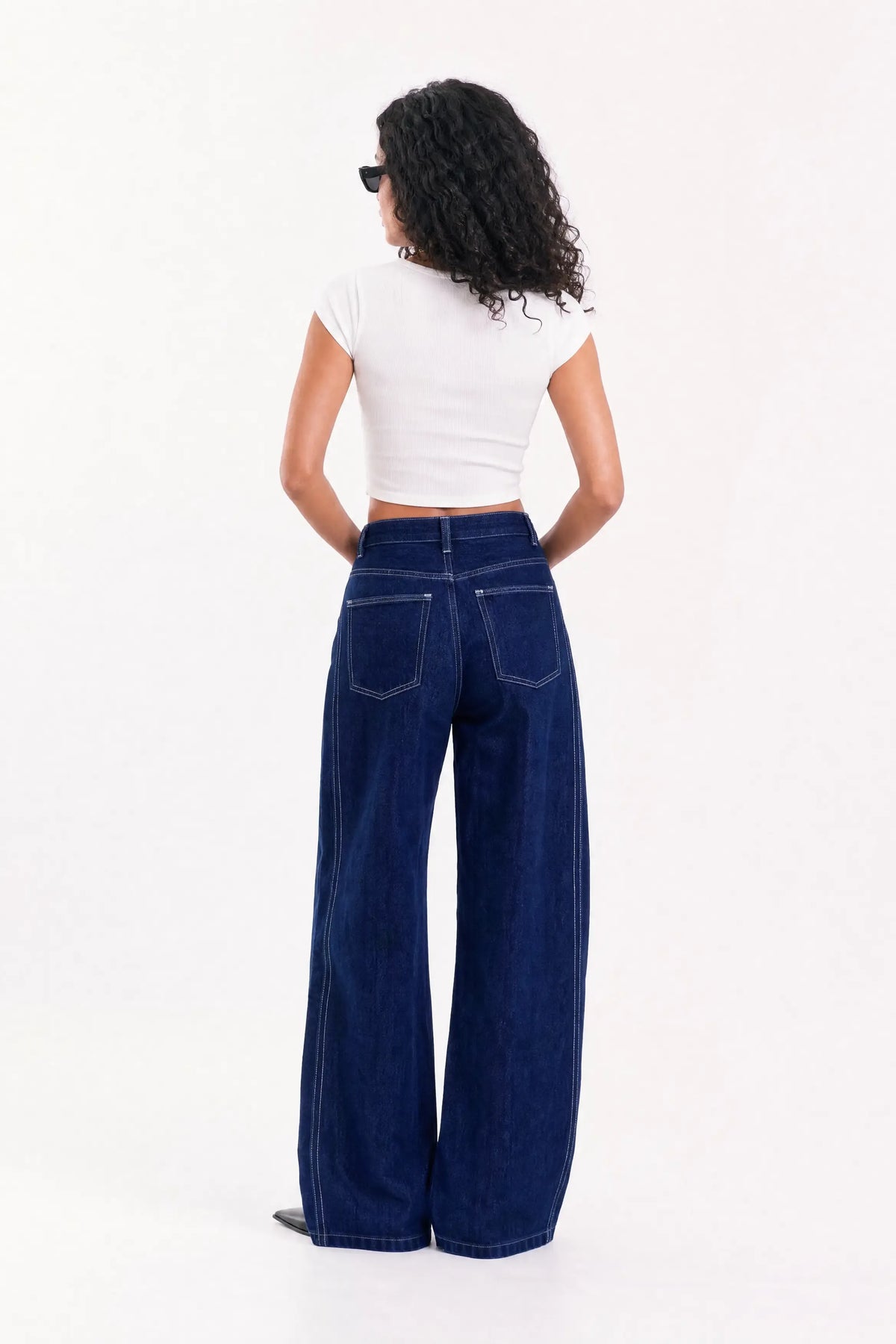 Lined Balloon Denim Jeans - Blue