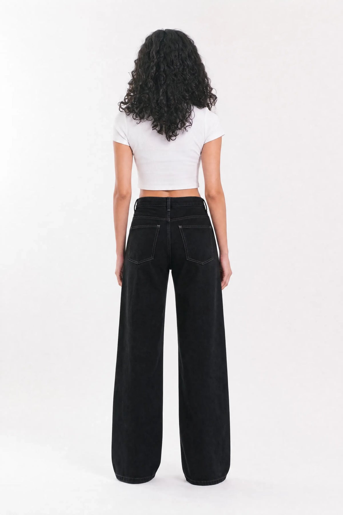 Lined Balloon Denim Jeans - Black
