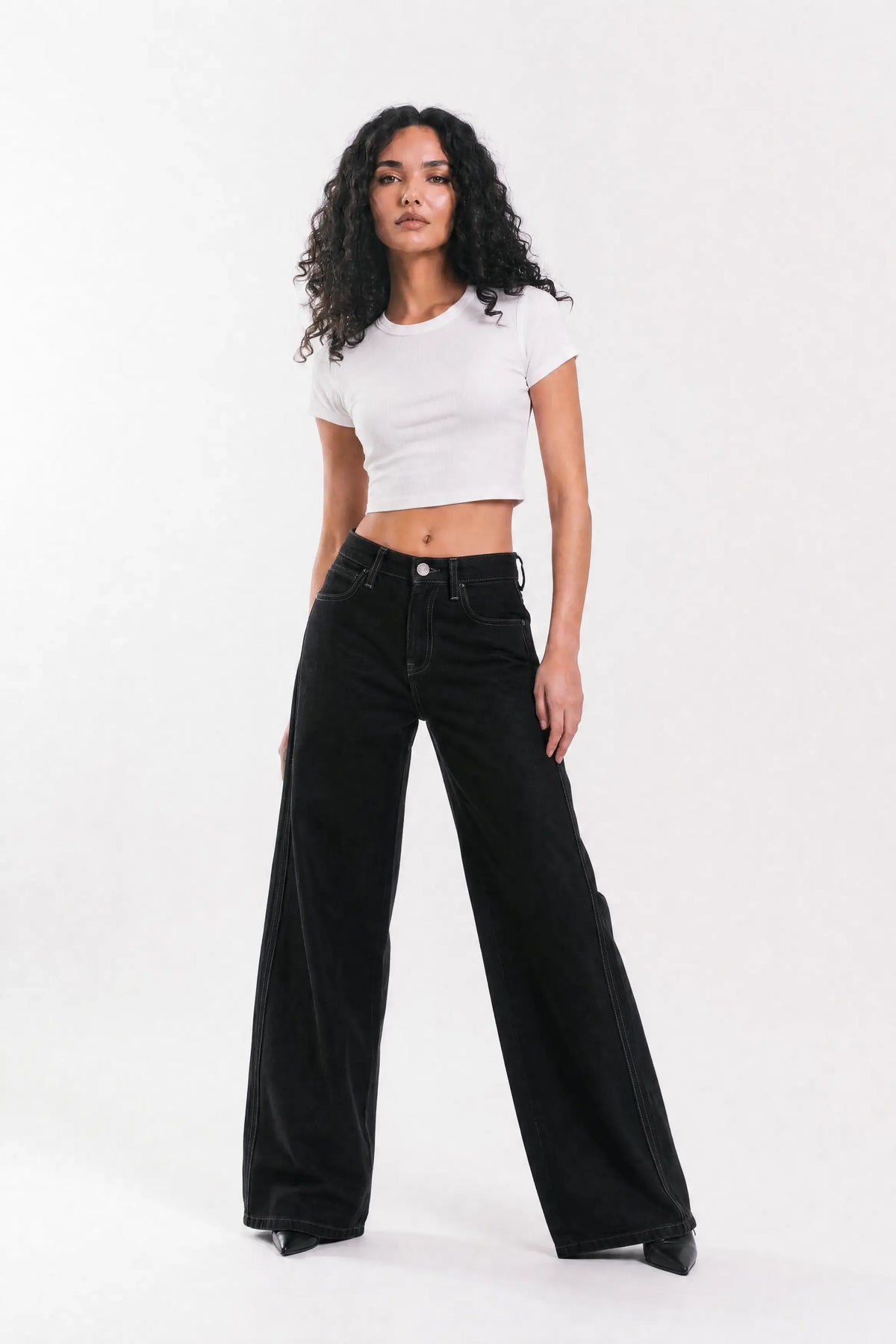 Lined Balloon Denim Jeans - Black