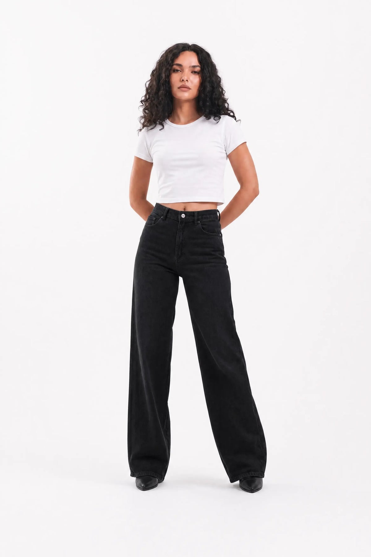 Straight Denim Jeans - Black