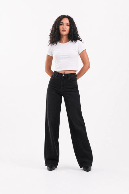 Straight Denim Jeans - Black