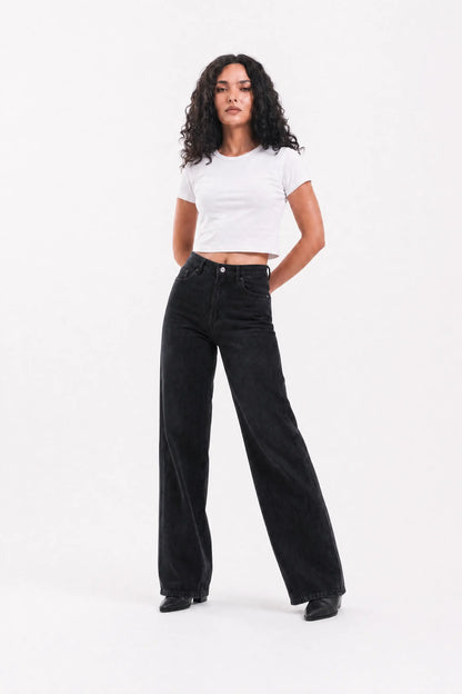 Straight Denim Jeans - Black