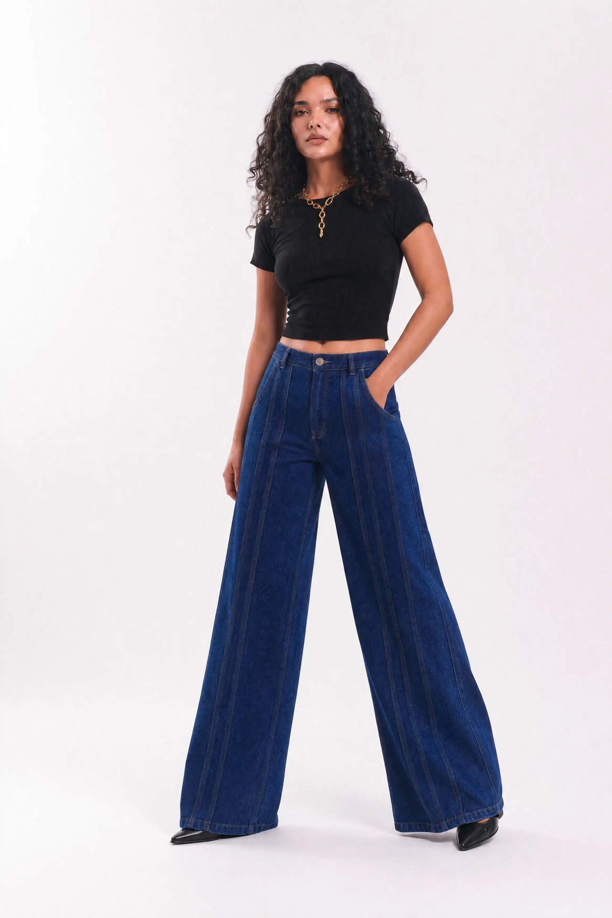 Lined straight denim - Blue