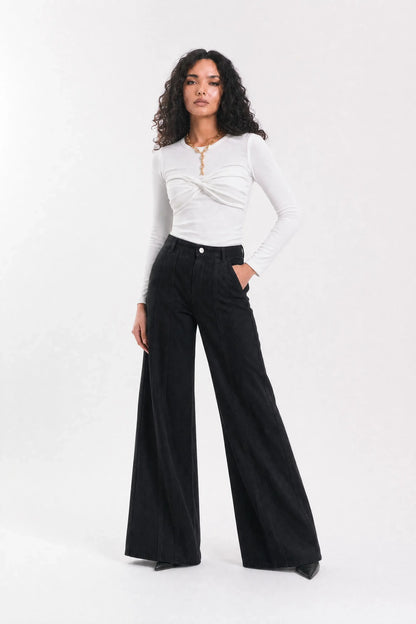 Lined straight denim - Black