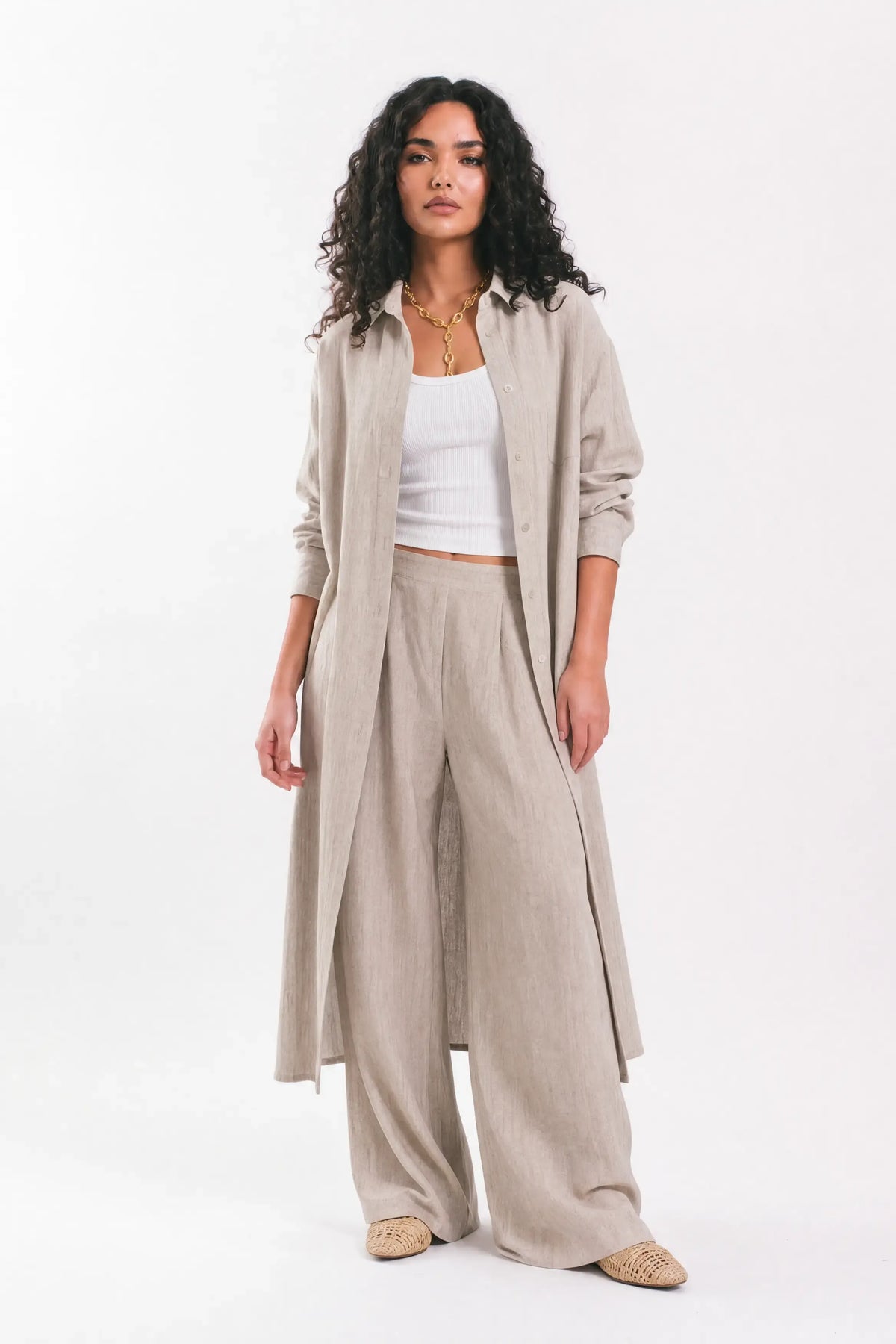 Linen shirt dress
